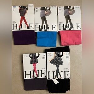 5 PACK - HUE Opaque Tights - Pink, Blue, Purple, Viiolet, Black SIZE 2